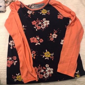 Arizona size 16 Coral and navy long sleeve raglan